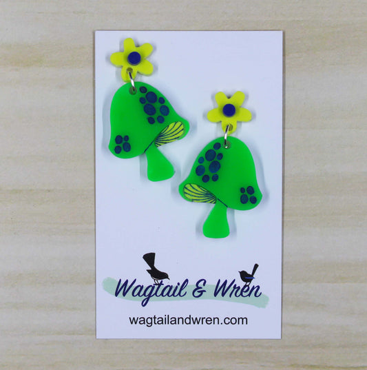 Magic Mushrooms Green Earrings
