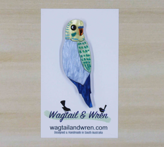 Budgie Brooch Blue