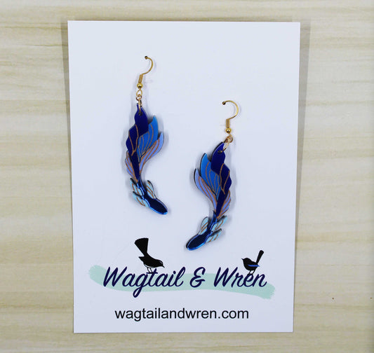 Siamese Fighting Fish Earrings Blue