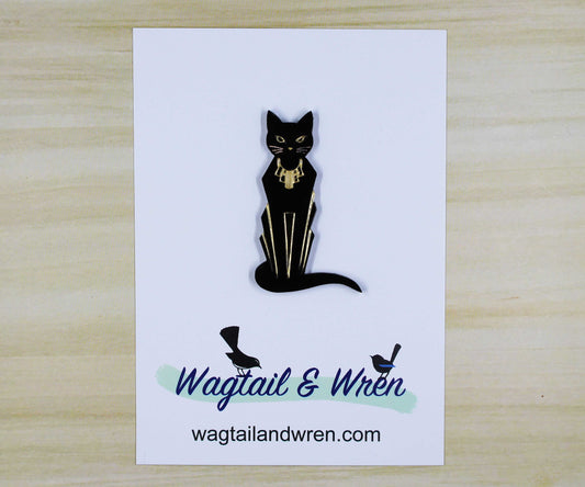 Dark Deco Cat Brooch