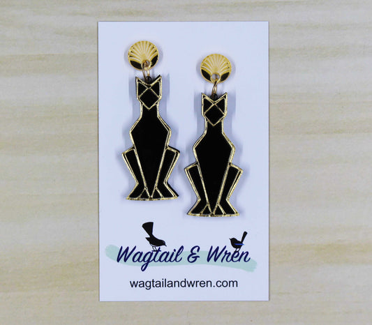 Dark Deco Cat Earrings