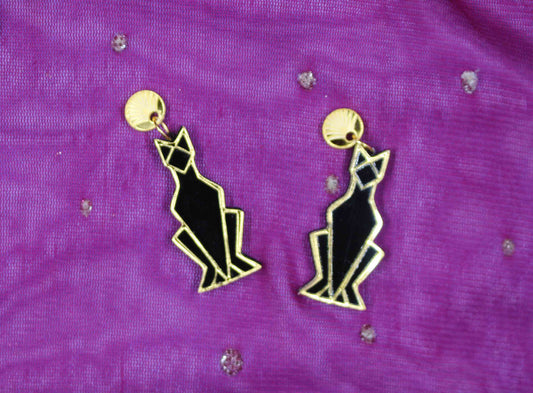 Dark Deco Cat Earrings