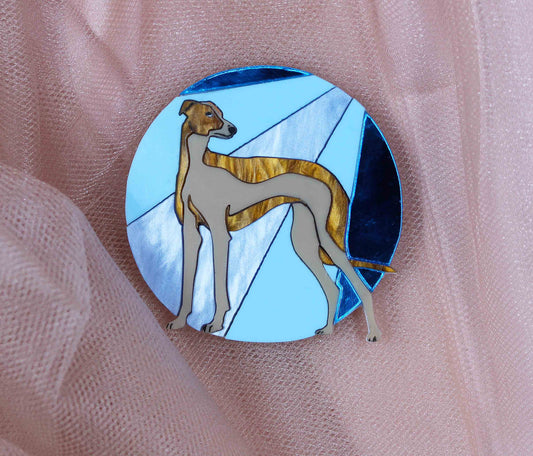 Gallagher The Greyhound Blue Deco Brooch