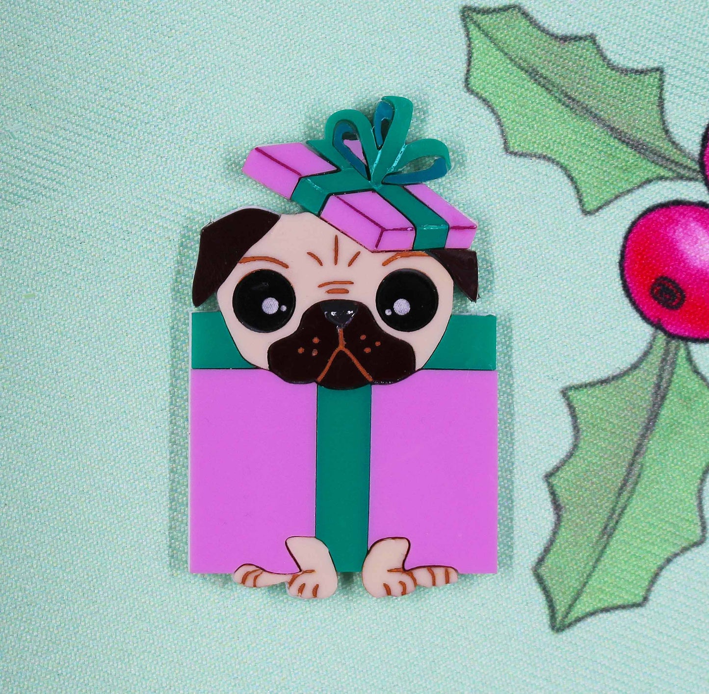 Puggy Present Brooch