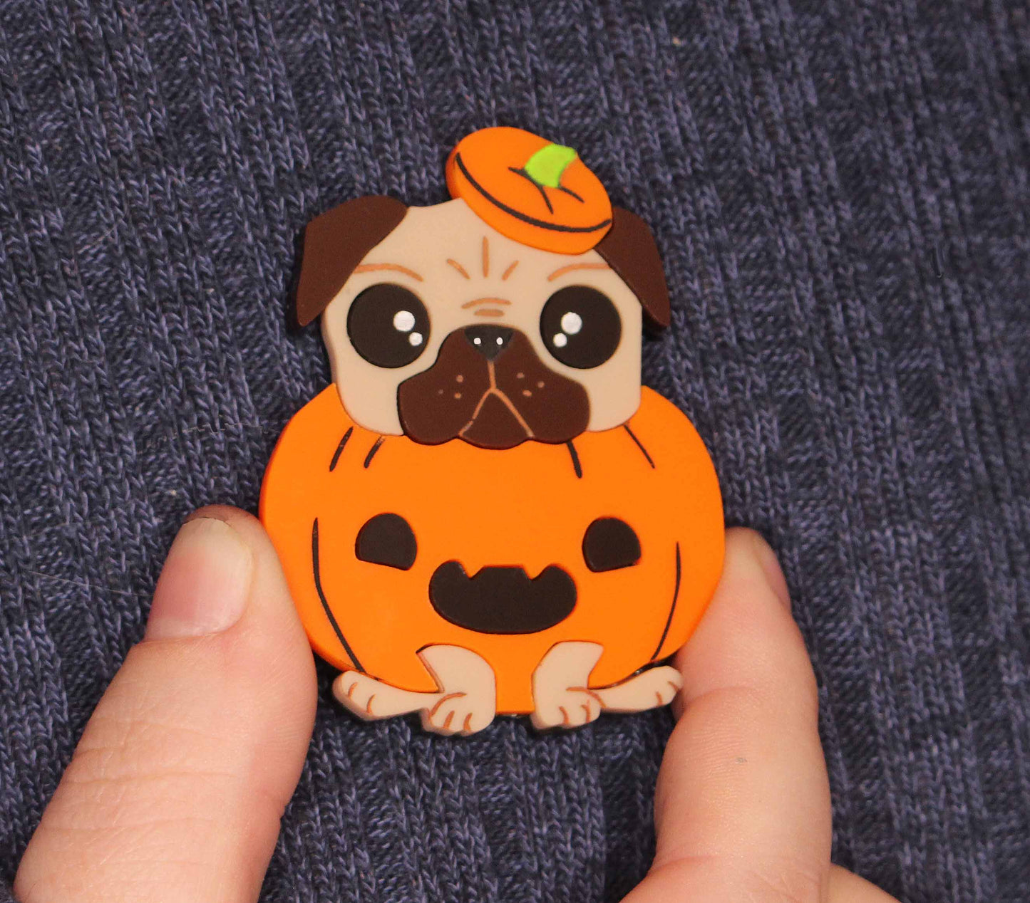 Puggy Pumpkin Brooch