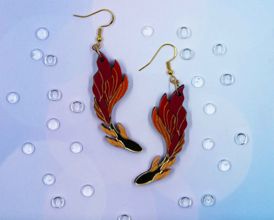 Siamese Fighting Fish Earrings Red