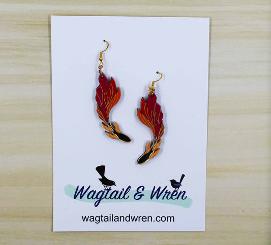 Siamese Fighting Fish Earrings Red