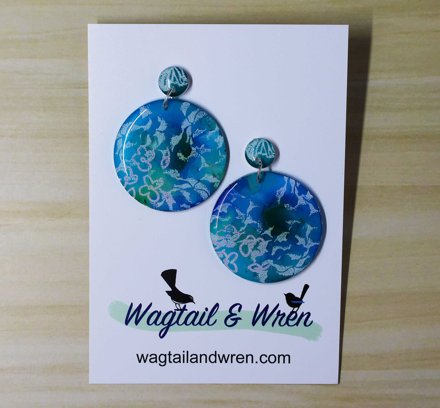 Blue Floral Resin Earrings