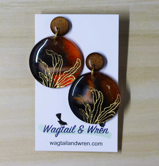 Golden Palm Resin Earrings