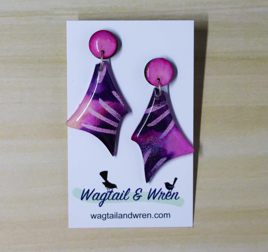 Pink Flame Resin Earrings