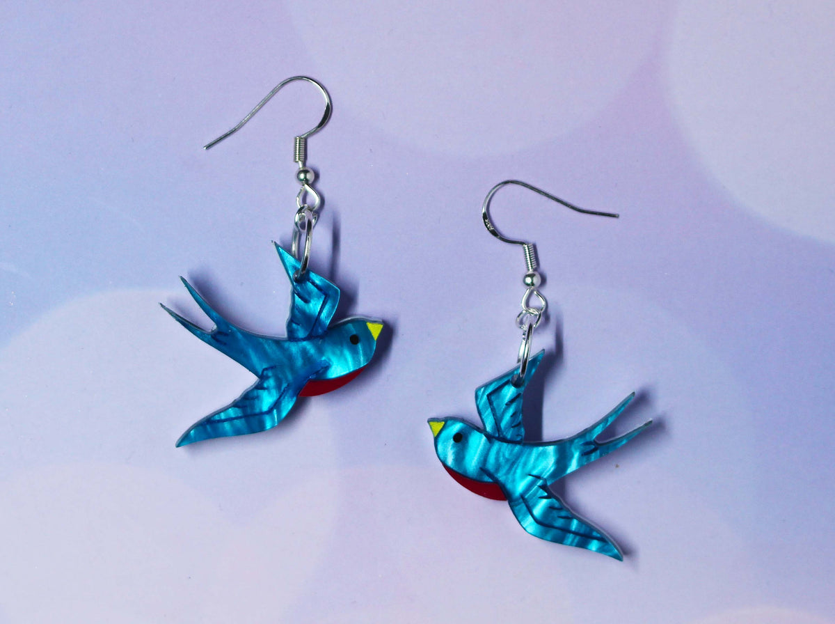 Blue Bird Earrings