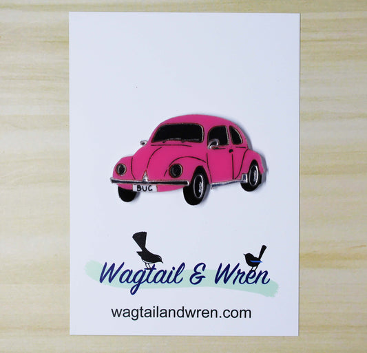 Bug The Pink VW Brooch