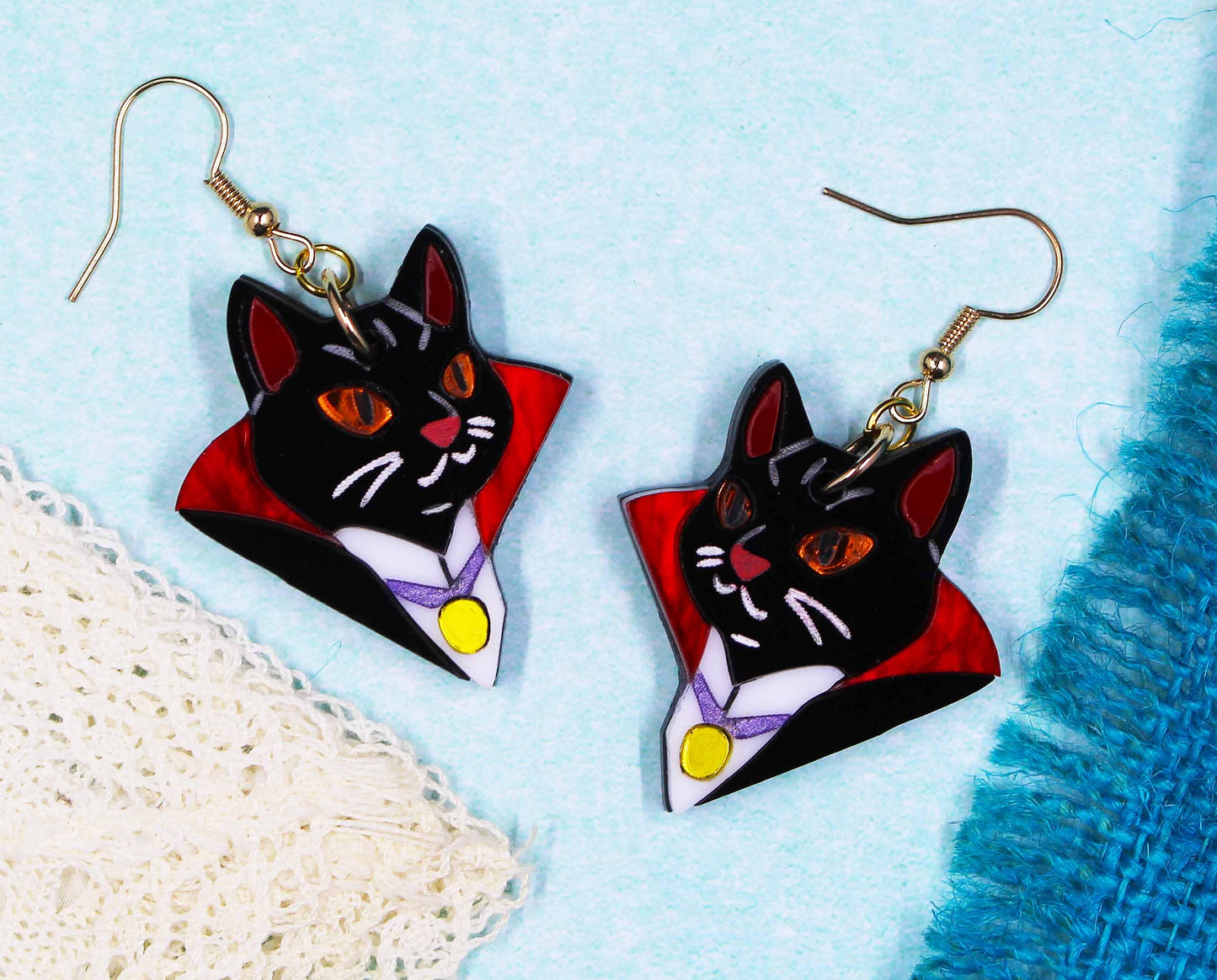 Vlad The Vampire Cat Earrings