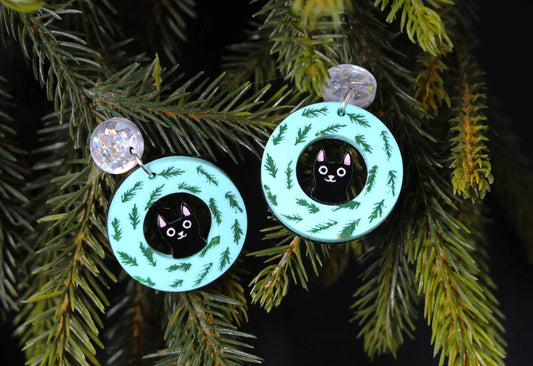 Kitty Wreath Earrings Green