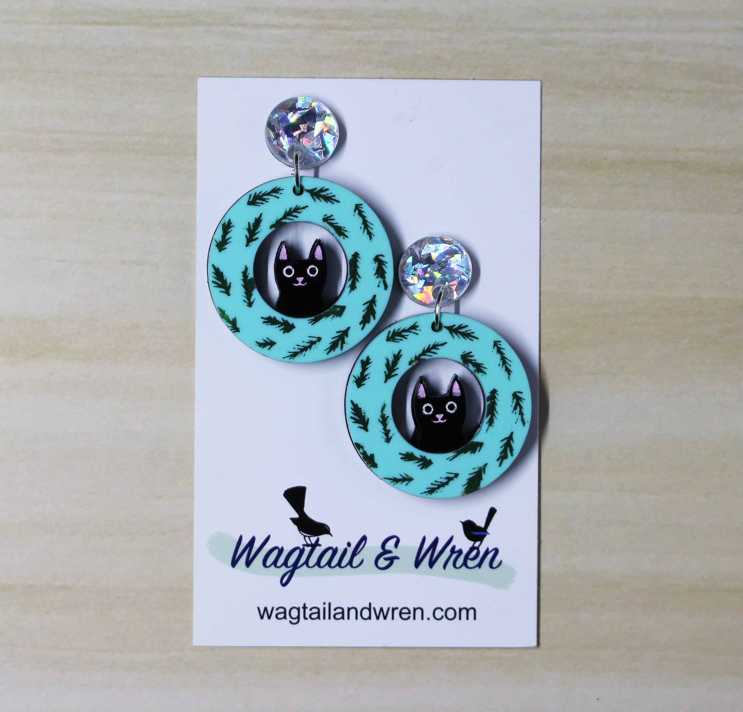 Kitty Wreath Earrings Green