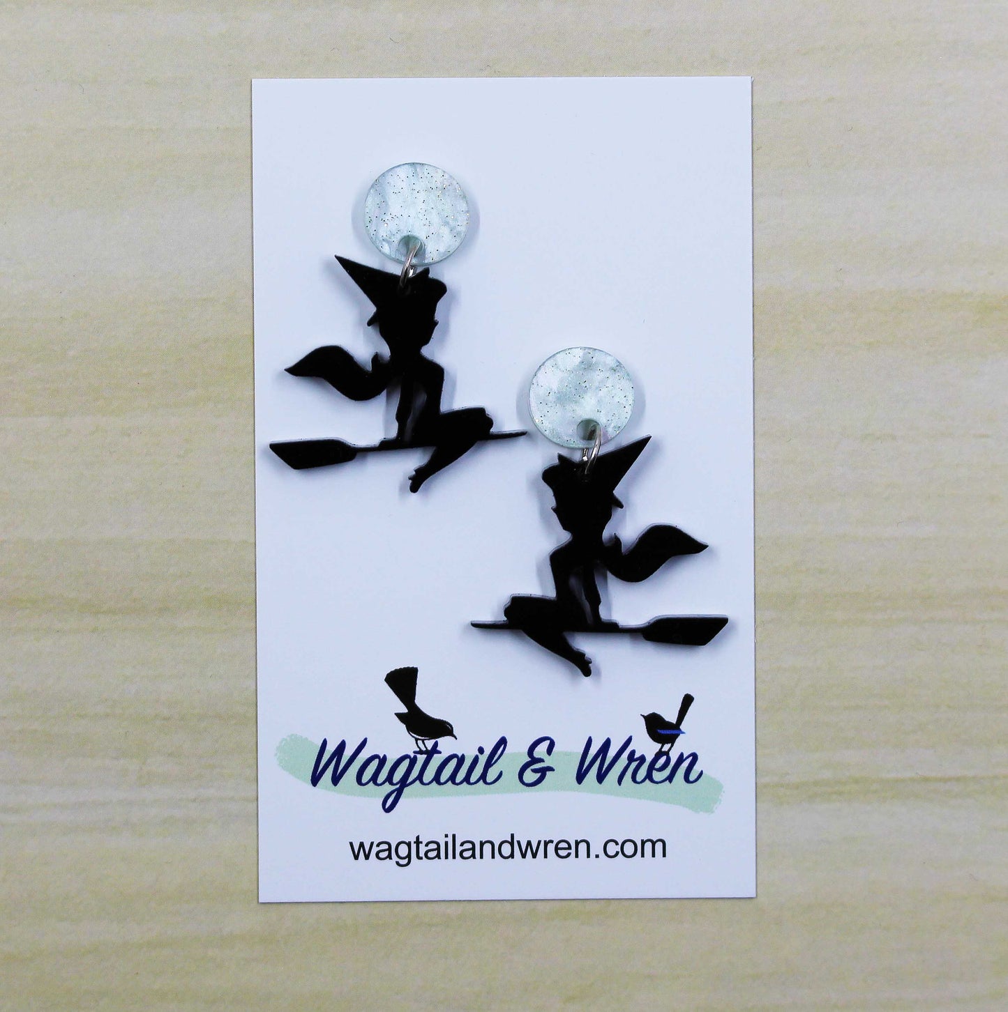 Witch And Moon Dangle Earrings