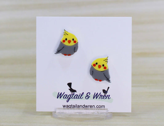 Grey Cockatiel Stud Earrings