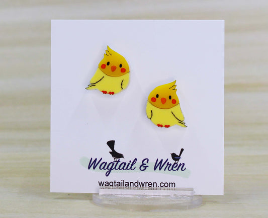 Yellow Cockatiel Stud Earrings