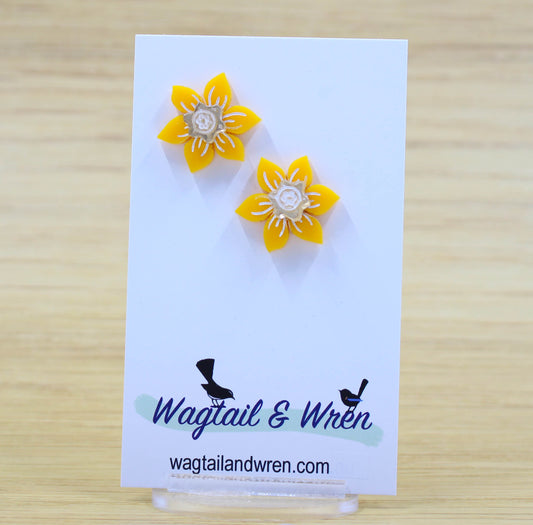 Golden Daffodil Stud Earrings