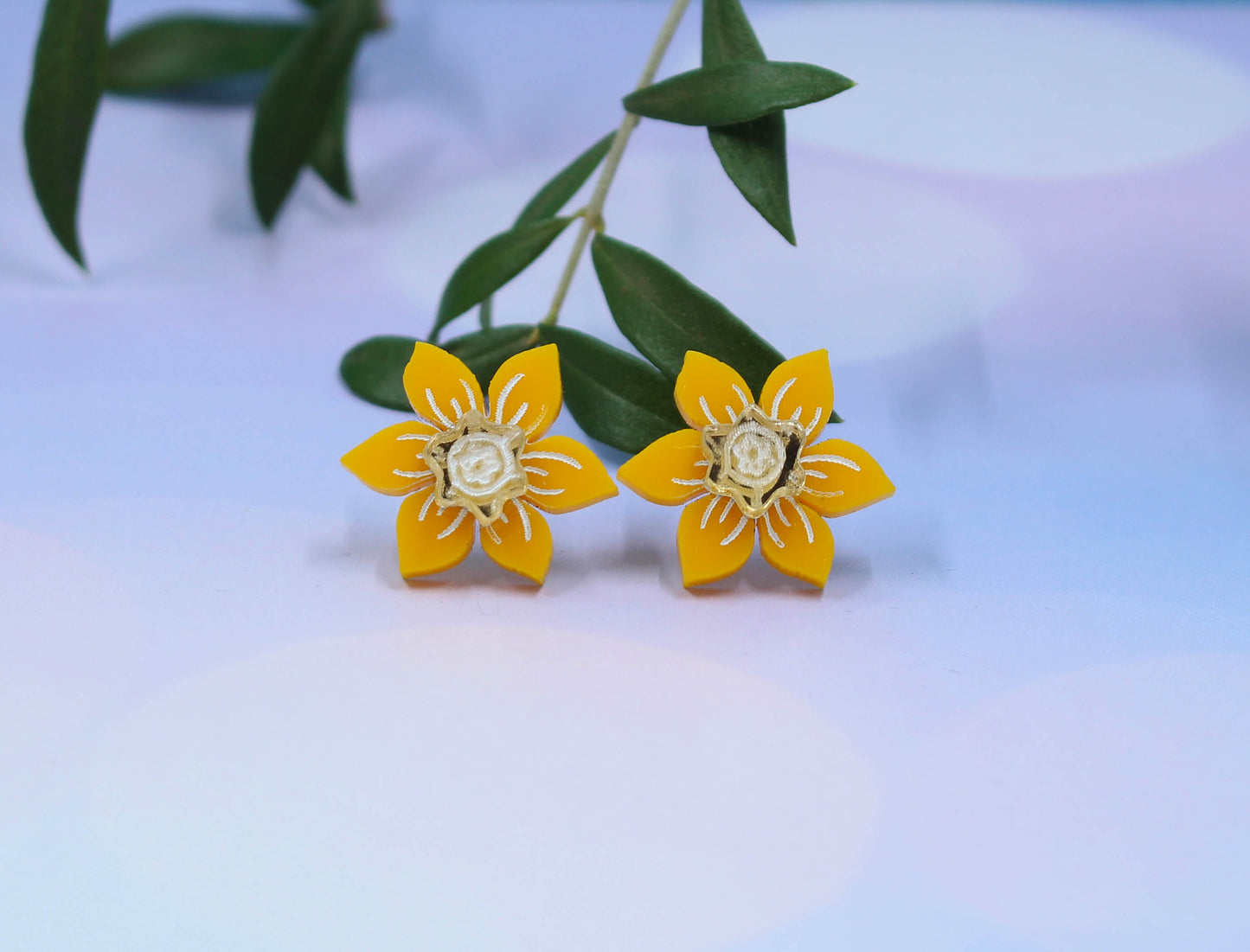 Golden Daffodil Stud Earrings