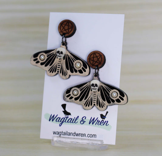 Death Moth Dangle Earrings