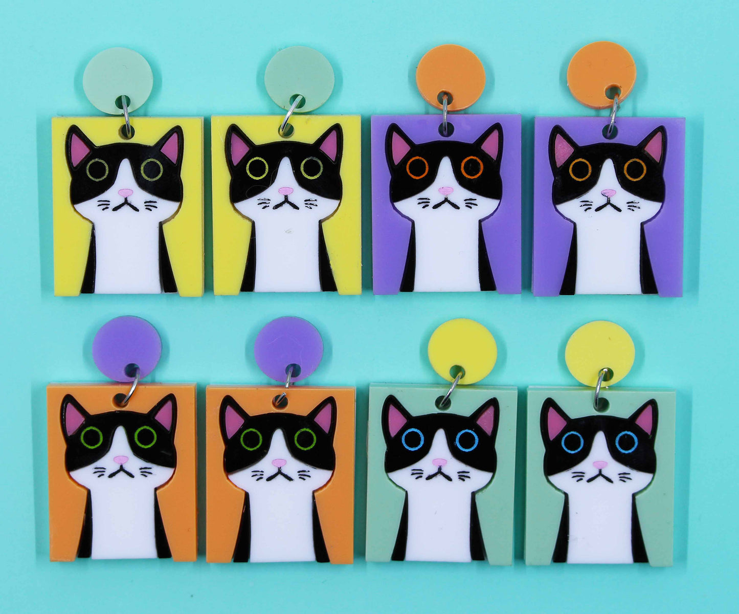 Fun Cat Stud Dangle Earrings