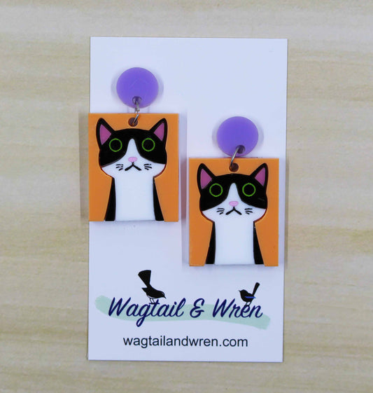 Fun Cat Stud Dangle Earrings