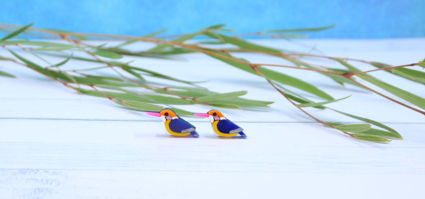 Kingfisher Bird Stud Earrings