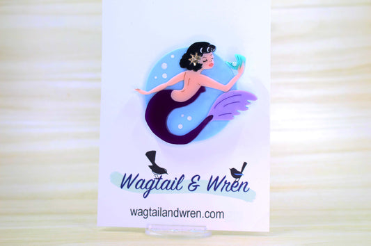 Sultry Siren Mermaid Brooch - Raven Haired Reagan