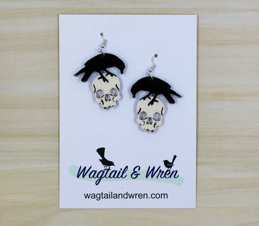 Raven And Skull Earrings