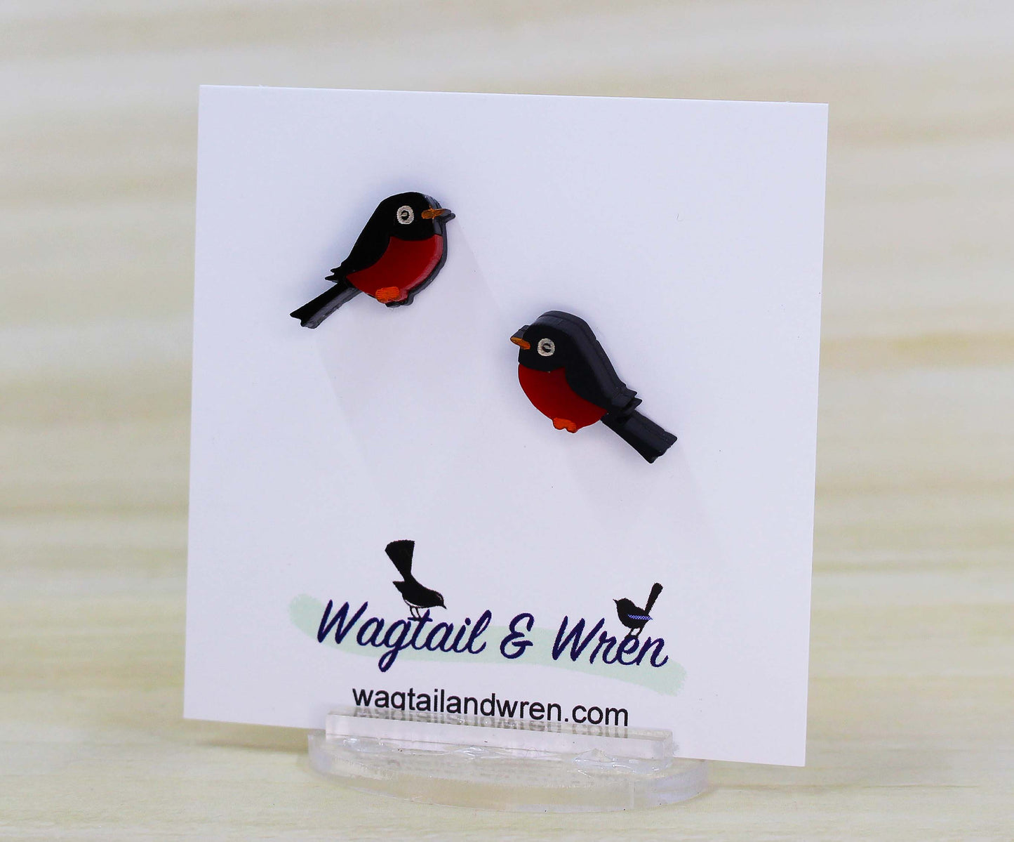 Red Robin Stud Earrings