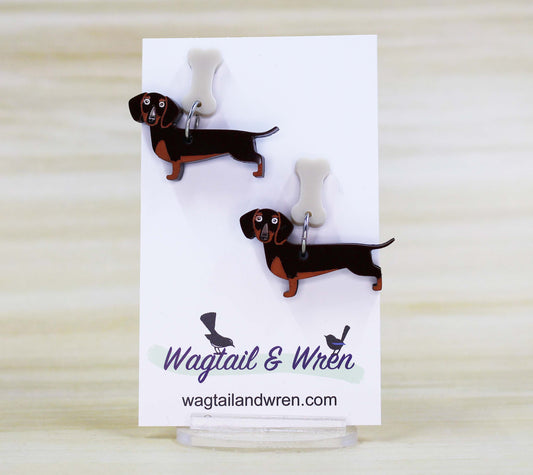 Sausage Dog Brown & Tan Dangles