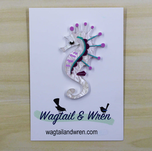 Fluorite The Seahorse Brooch