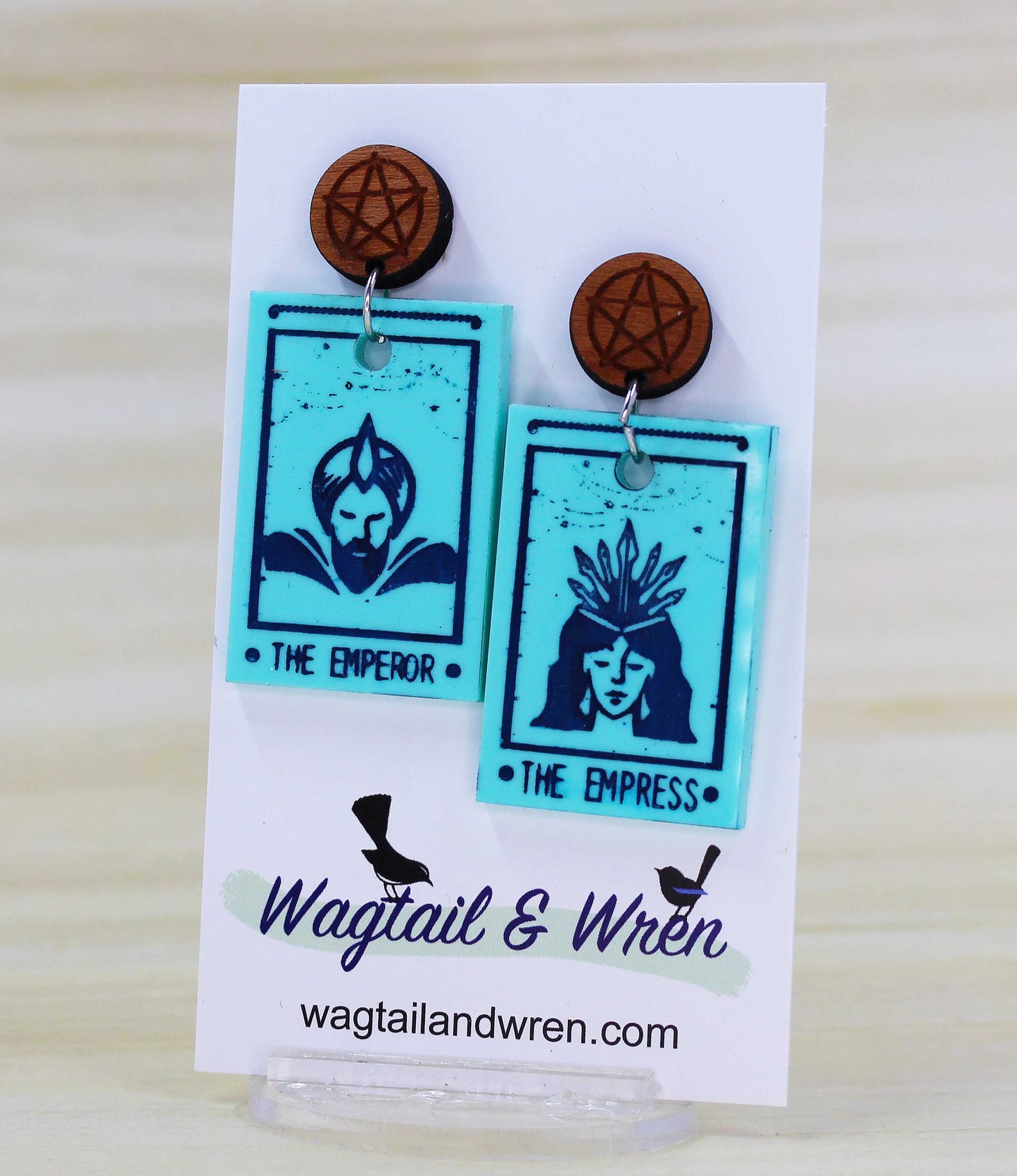 Green Tarot Card Earrings The Empress And The Emperor