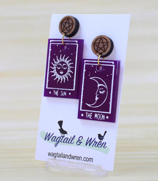 Tarot Card Sun & Moon Earrings