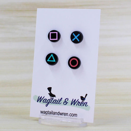 Gamer Button Symbol Earrings