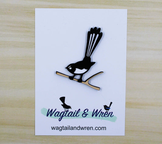 Willie Wagtail Brooch